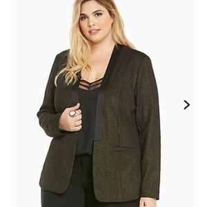 Shine Knit Open Front Blazer