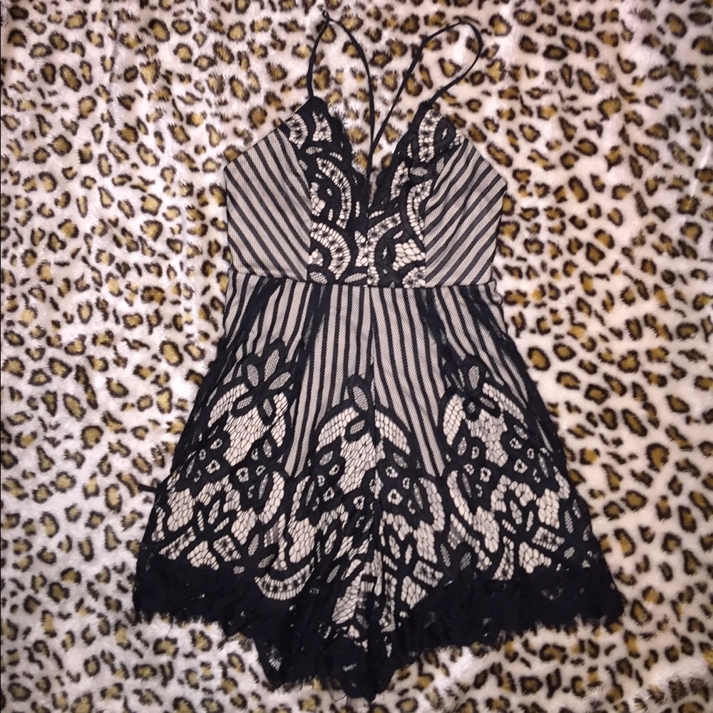 Black and nude lace romper!
