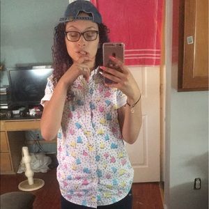 retro print button down