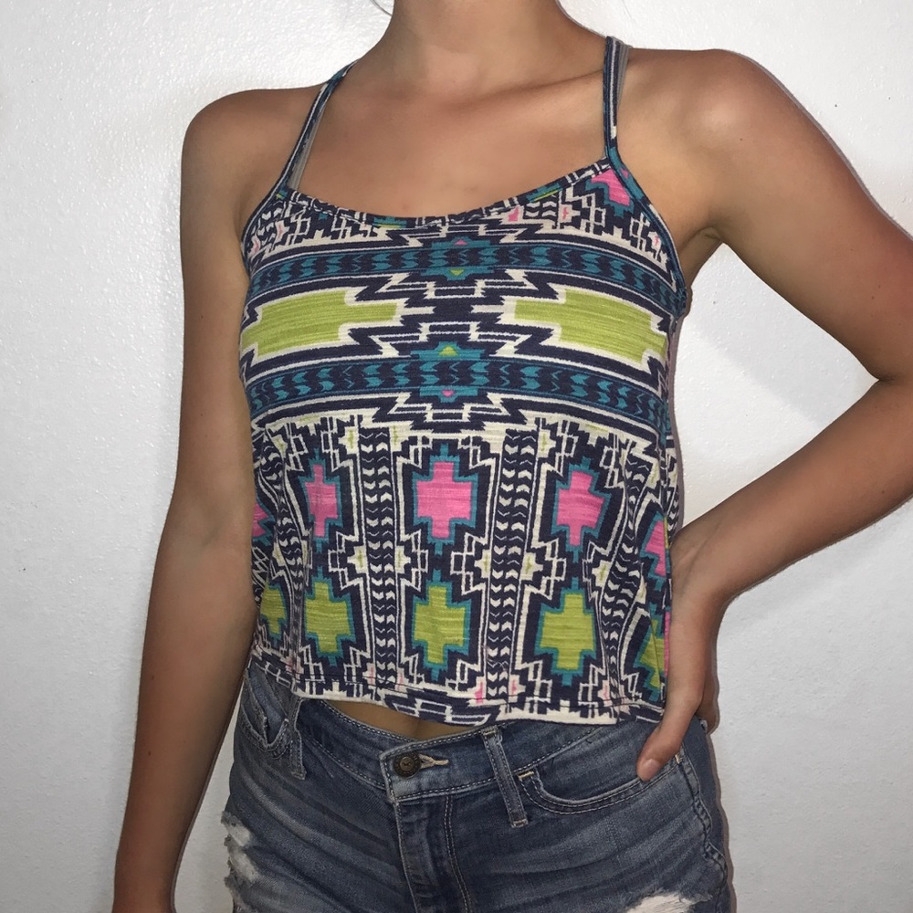 Colorful pattern cropped tank top