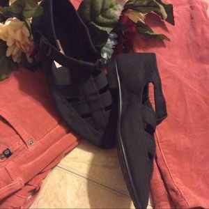 Black Canvas Strappy Flats