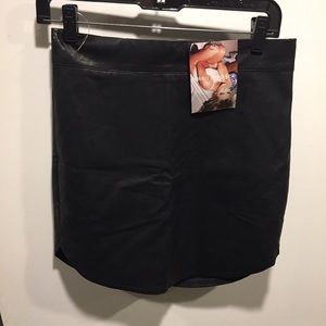Black pleather  baseball cut miniskirt