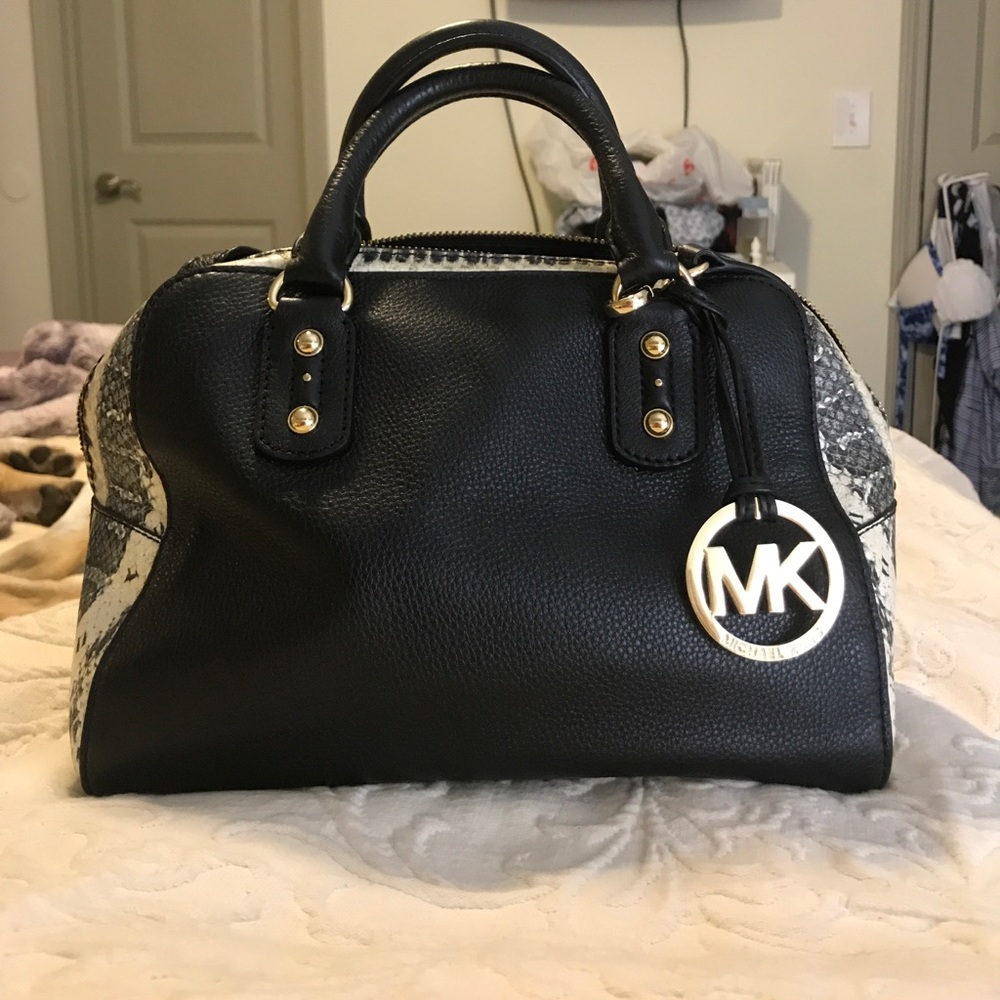 Michael Kors black and white snake skin purse