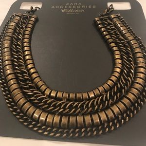 NWT ZARA Gold Chain Bib Necklace