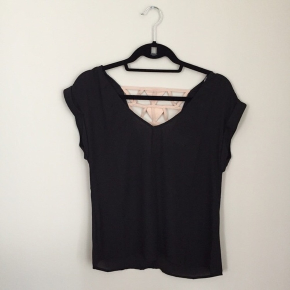 Tobi Black Back Cut-Out Tee Shirt