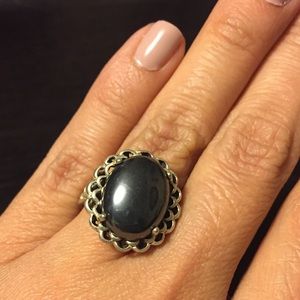 Beautiful sterling silver ring with black stone