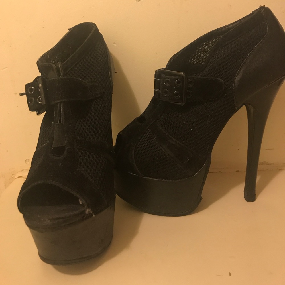 Sexy black bootie heels