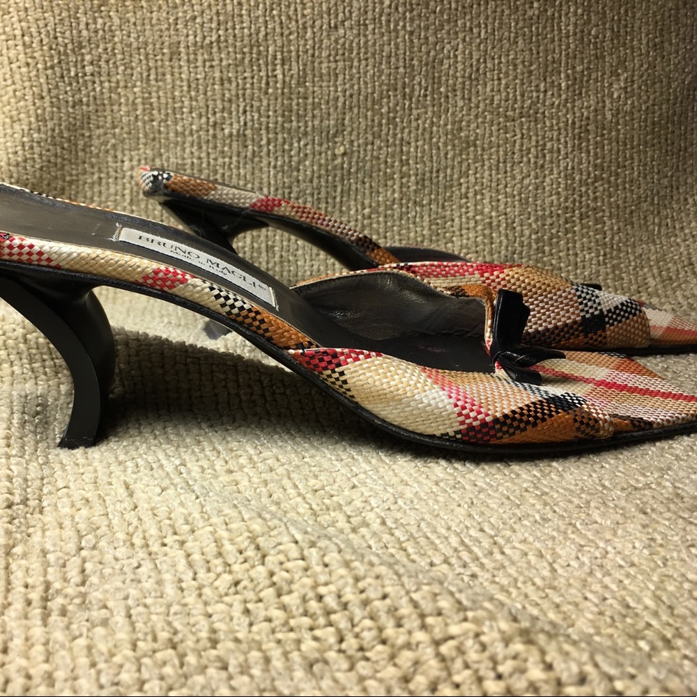 Bruno Magli arc heeled basket weave slip-on sandal