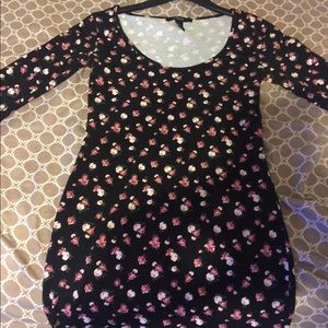 Floral black mid sleeve dress