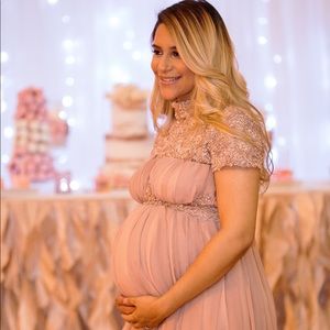 tone bedazzled dress gown