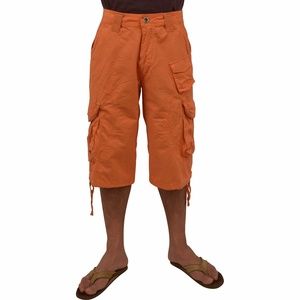 Men's Military Cargo Shorts Orange color #1048-OR