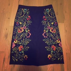 Embroidered Dark Navy Blue Skirt