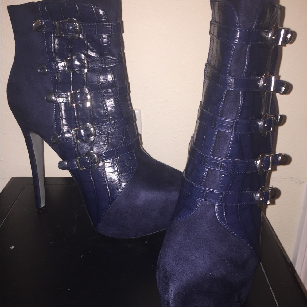 Navy blue suede heels