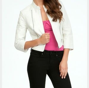 bebe genuine leather white jacket