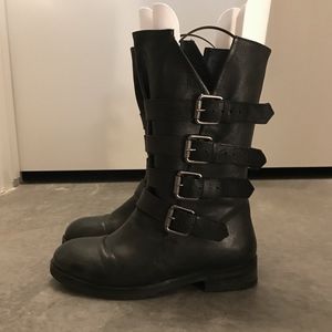 Kurt Geiger Strap & Buckle Motorcycle Moto Boots