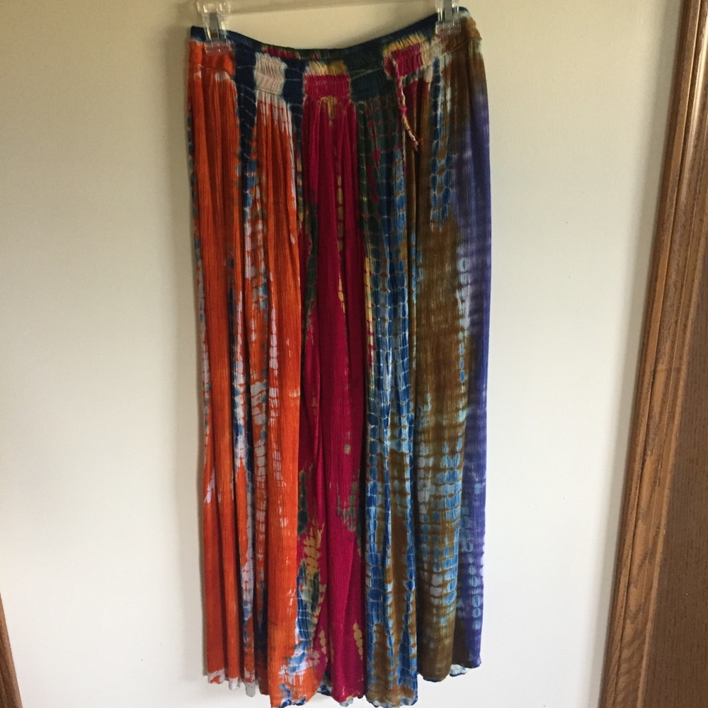 Fun tie dye adjustable hippie maxi skirt