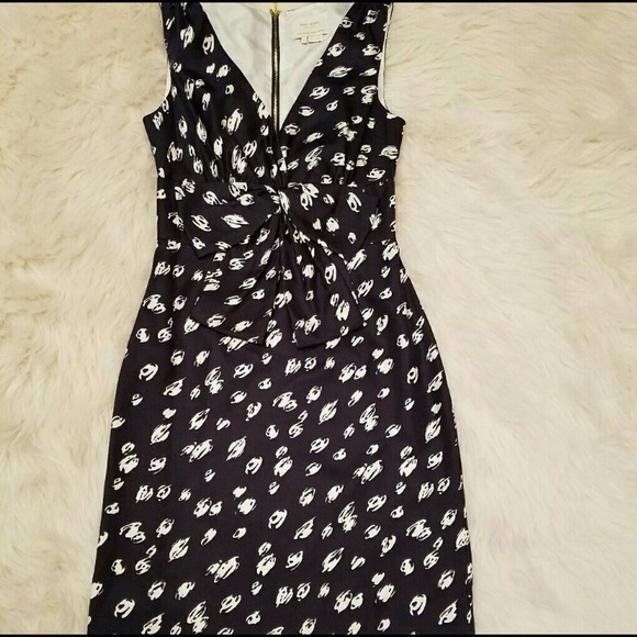 NWOT Kate Spade Silk Navy Dress with Bow - Picture 3 of 5
