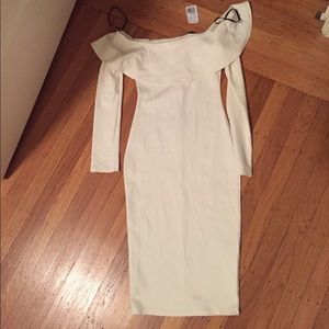 White flounce midi dress