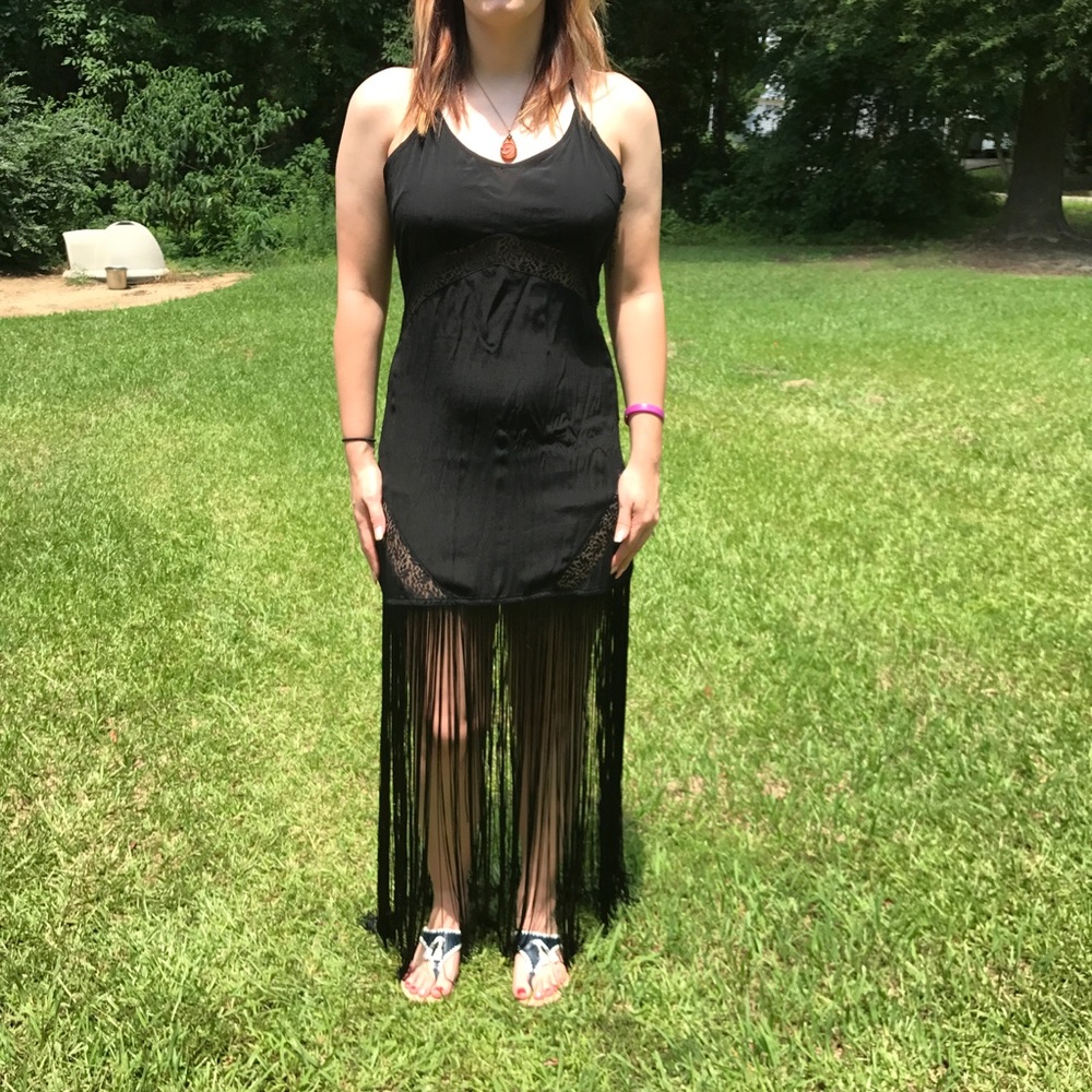 NWT Joompy Sexy Black Fringe Dress, Medium