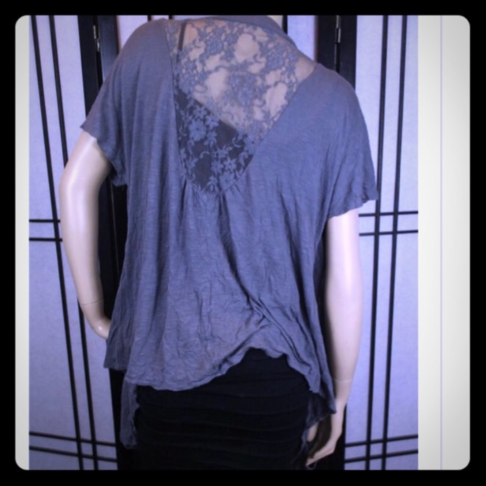 Grey Gray Long Open Top with Beautiful lace back