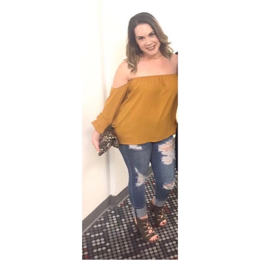 Fashion Nova Dark Mustard Off the Shoulder Top