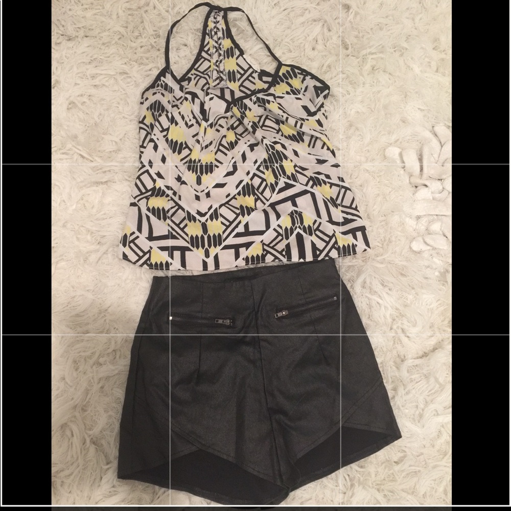 Zipper Front Black Shorts