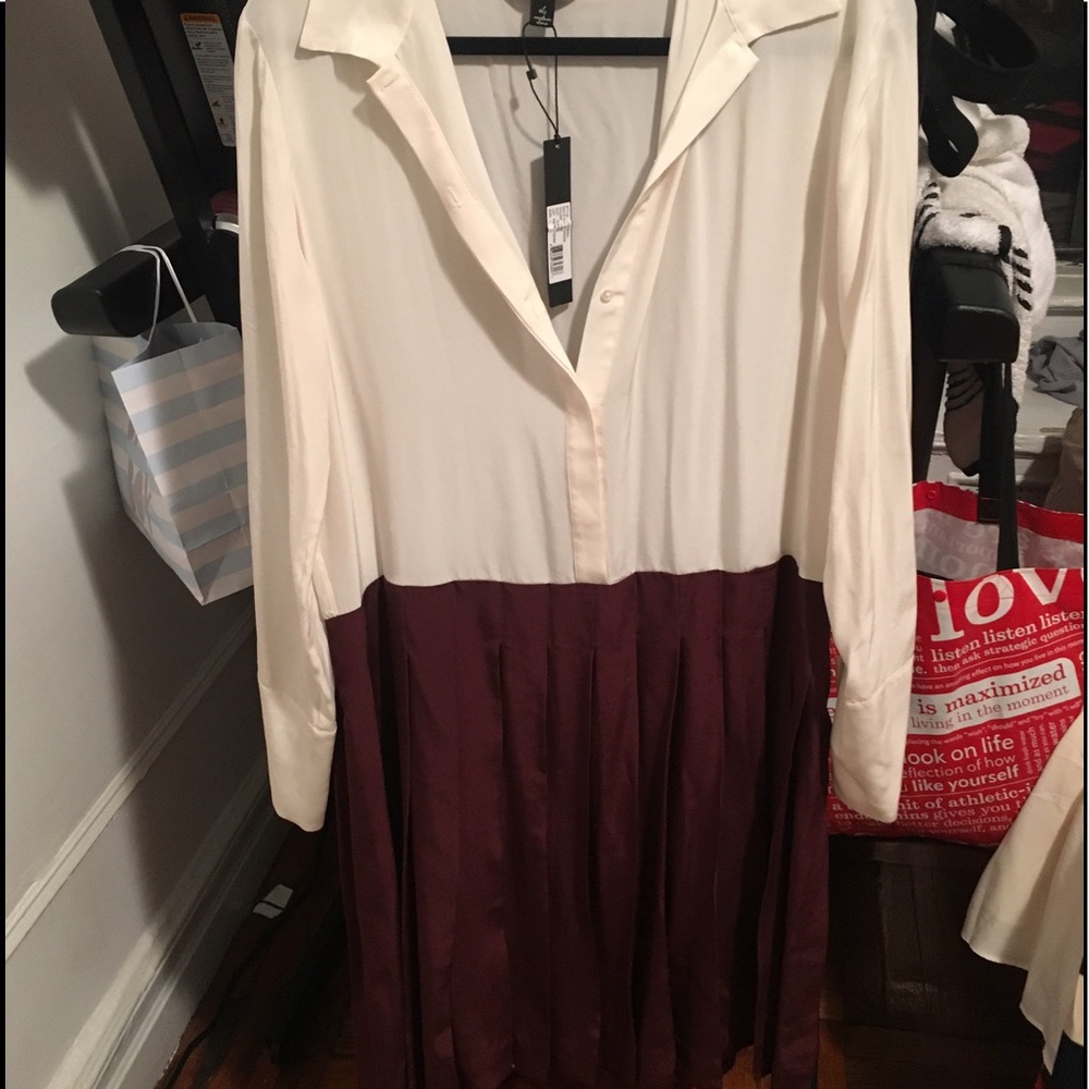 Elizabeth & James New w/ Tags Maroon & Cream Dress