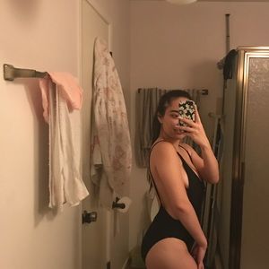 low back black one piece bathing suit