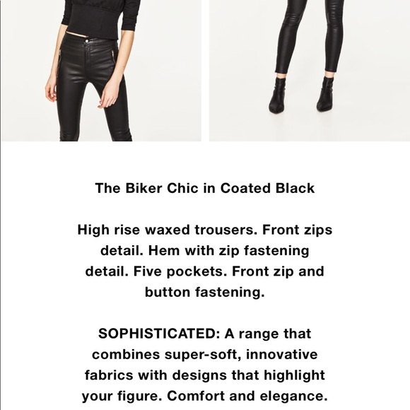Zara woman biker  high waist pants waxed - Picture 4 of 8