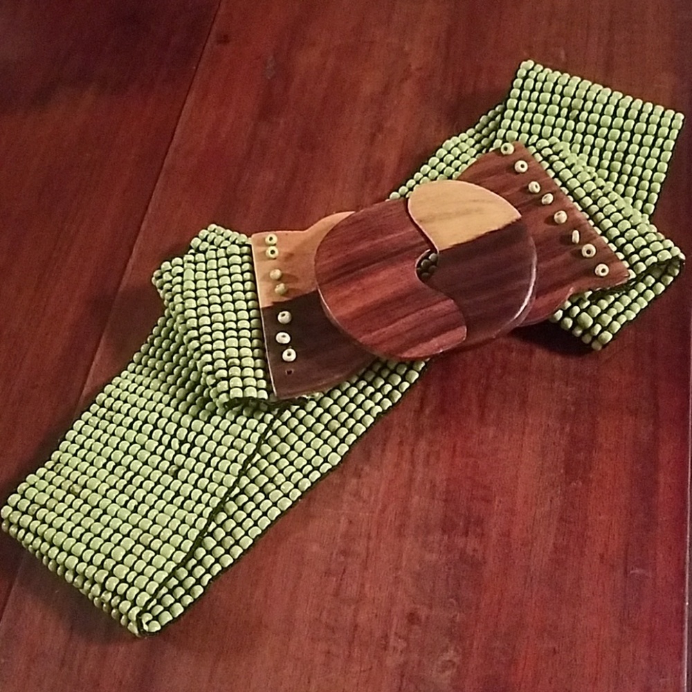 Green beaded belt