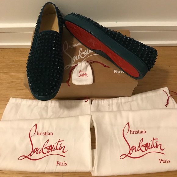 Christian Louboutin Men\'s Green Roller-Boat Flat