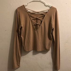 Nude criss-cross top