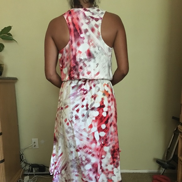 Parker multi color strokes print high low dress - Picture 2 of 4