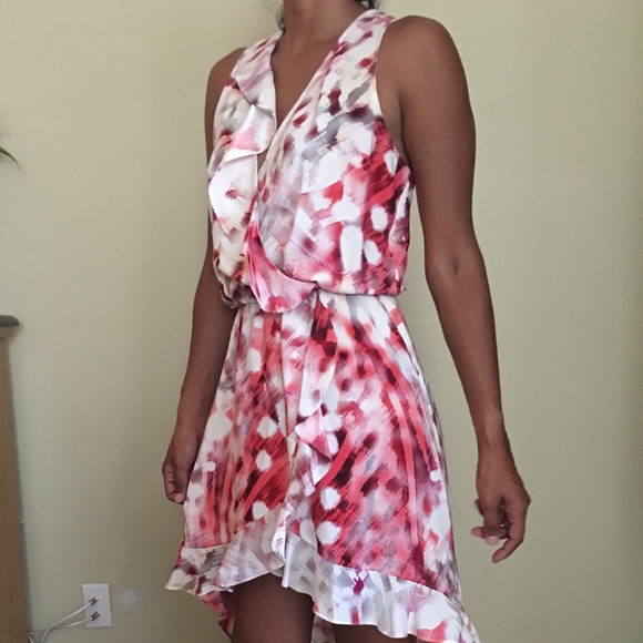 Parker multi color strokes print high low dress - Picture 3 of 4