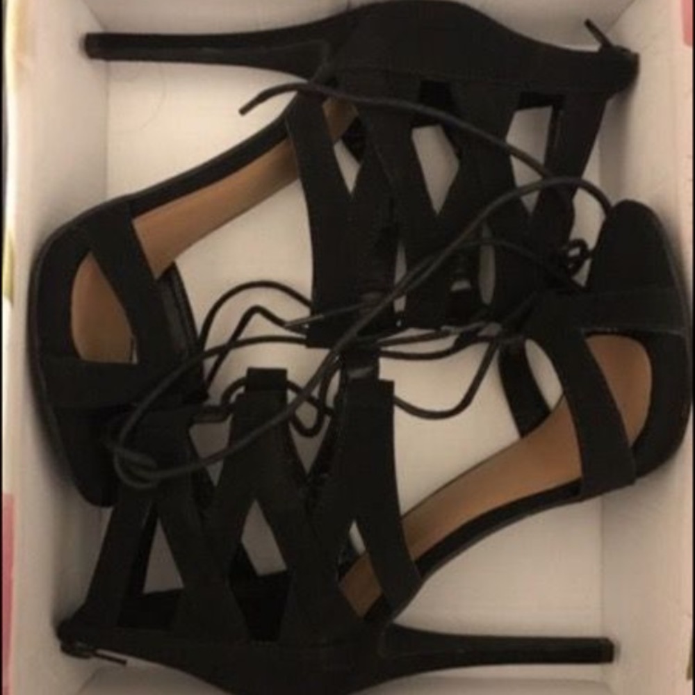 Black lace up heels
