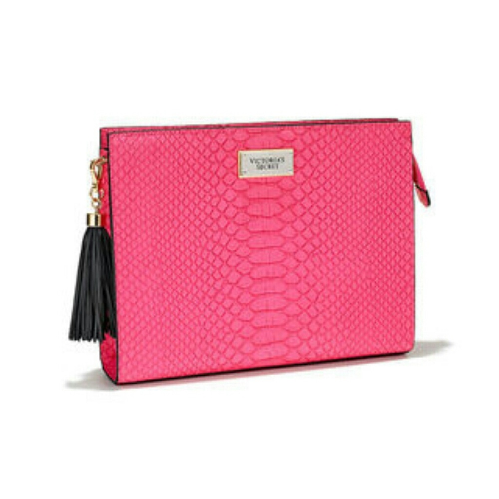 Victoria's Secret Oversized Clutch hot pink python