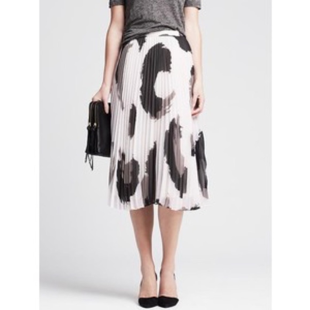 Banana Republic Watercolor Pleated Midi Skirt