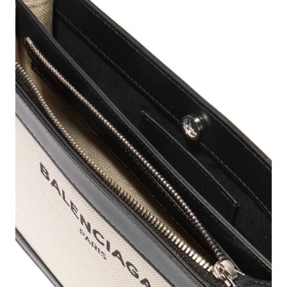 Balenciaga Navy Pochette leather trim canvas bag - Picture 4 of 8