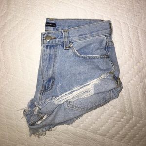 Brandy Melville Lightwash Ripped Denim Shorts