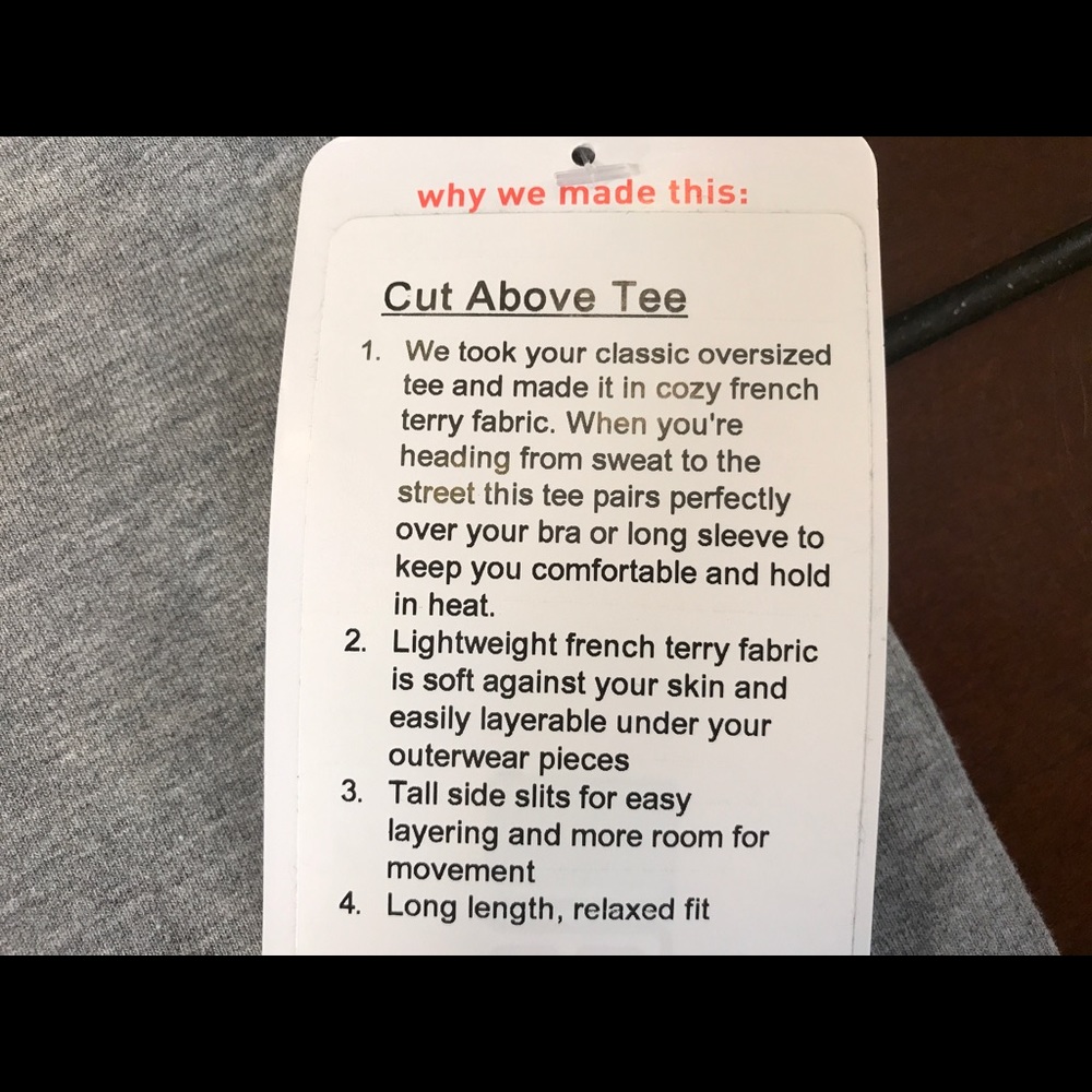 Lululemon Cut Above Tee-Light Gray, Size 10 - Picture 6 of 7