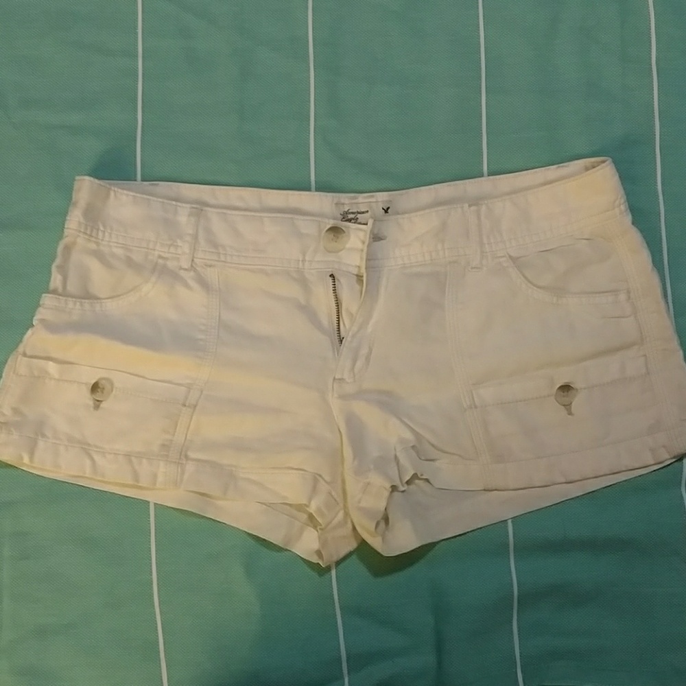 American Eagle White Linen Shorts