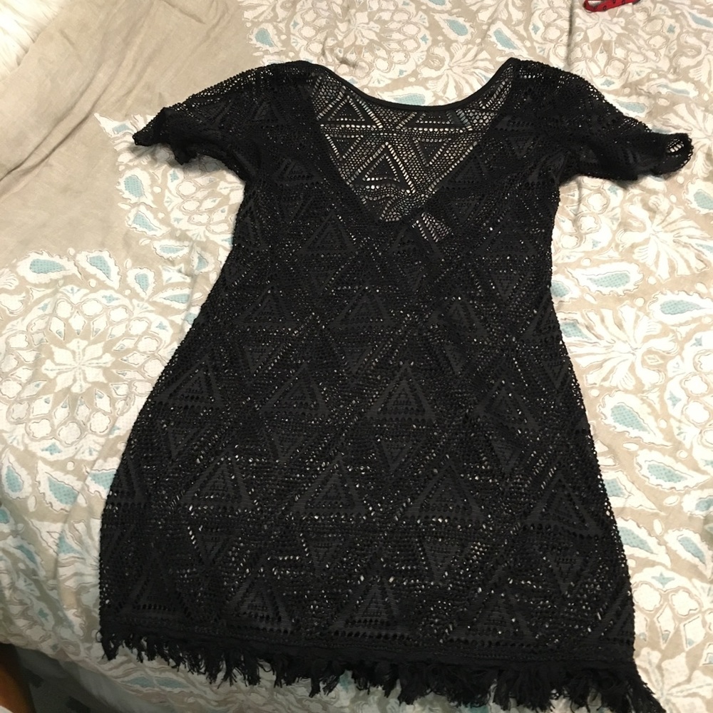 Mesh crochet swimsuit coverup