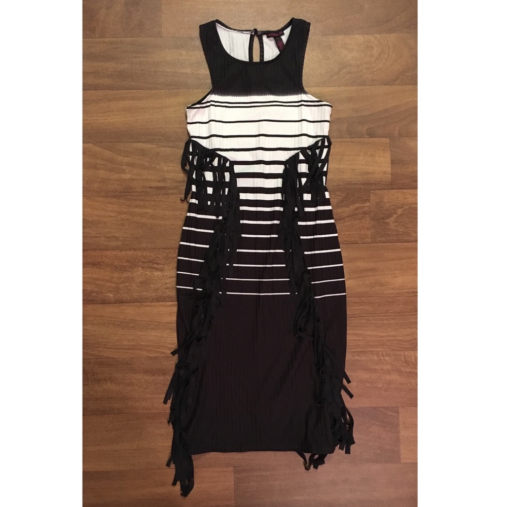 Material Girl Fringe striped dress