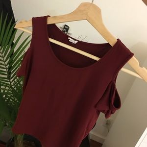 Shoulderless Maroon Garage Top