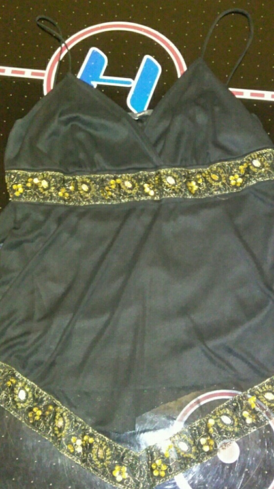 Black spaghetti string blouse