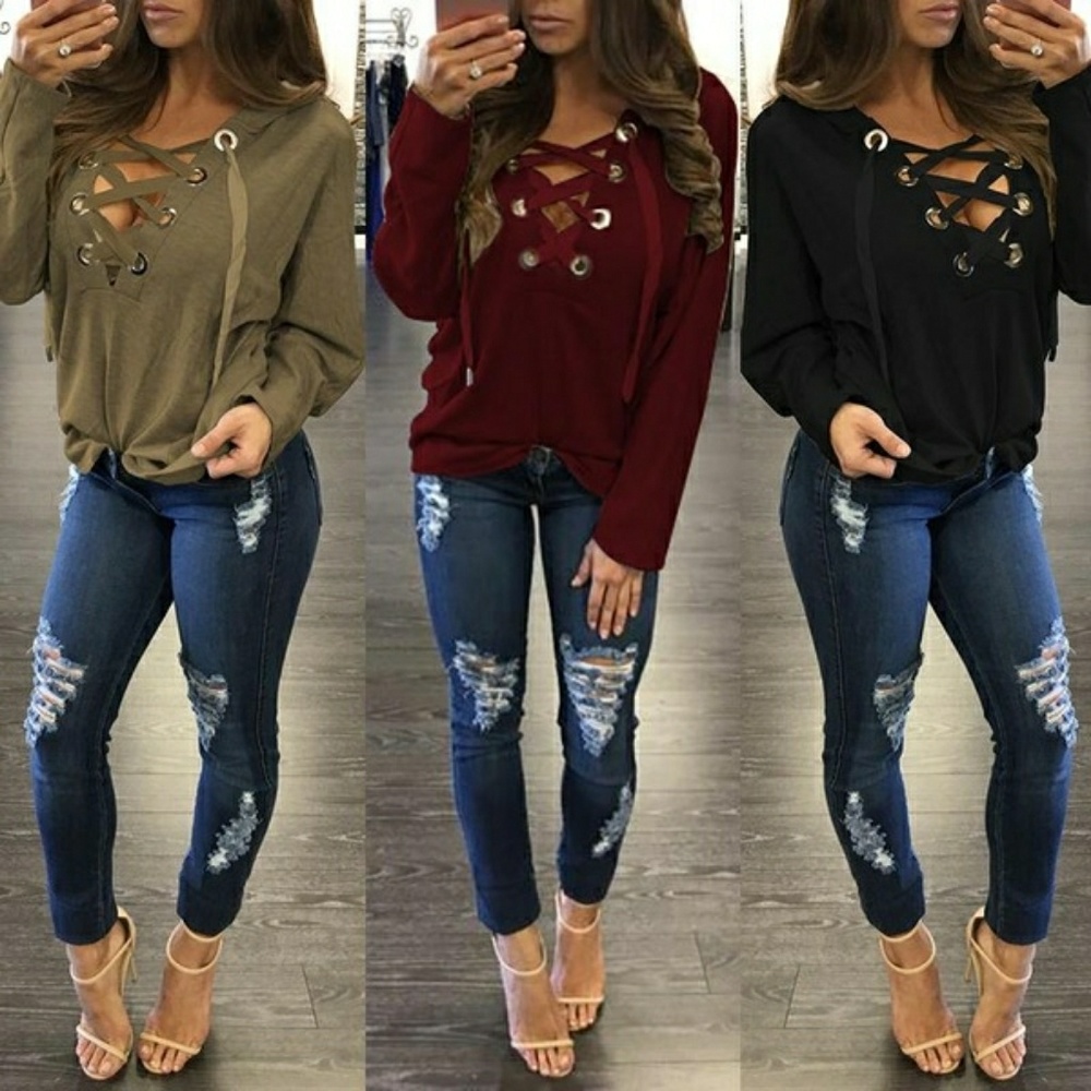 Sexy lace up hoody wine size small  New