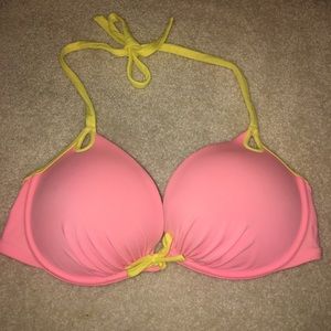 Victoria's Secret pink and yellow bathing suit top