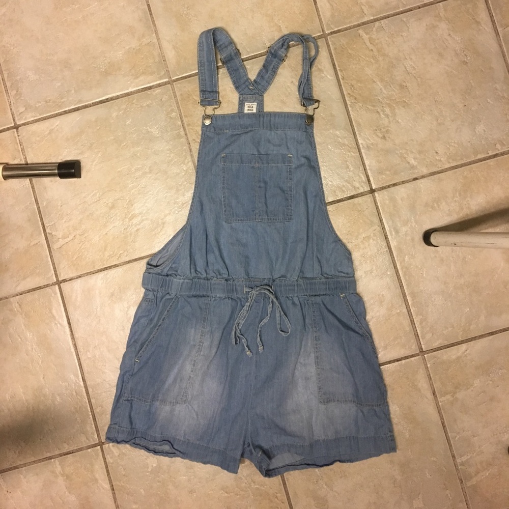 Light wash denim overalls