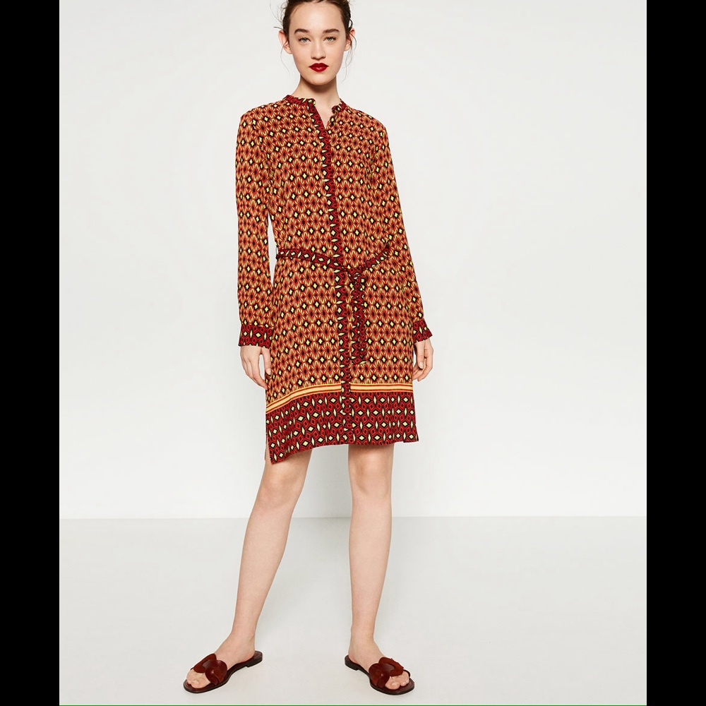 NEW ZARA MULTICOLOR TUNIC/DRESS WITH BELT...LARGE
