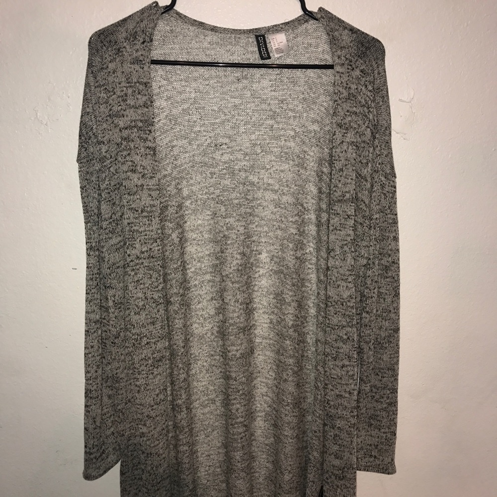 Long grey and black cardigan
